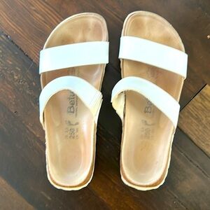 Birkenstock Beula White Double Strap Leather Slides Sandals Sz 39 US 8 Slip-On
